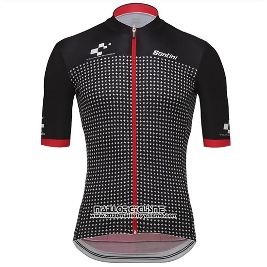 2018 Maillot Ciclismo Tour DE Suisse Helvetia Noir Rouge Manches Courtes et Cuissard
